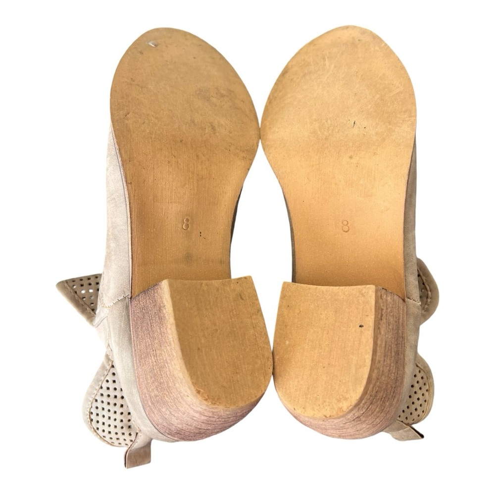 Pierre Dumas Ankle Boots Women's 8 Suede Perforated Almond‎ Toe Western Beige - Picture 7 of 10